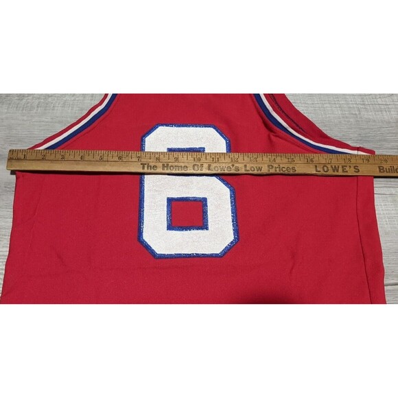 Vtg 80's Nylon Sand Knit Philly NBA 76ers SIXERS Jersey Julius Erving Dr J Sz L - Picture 11 of 11